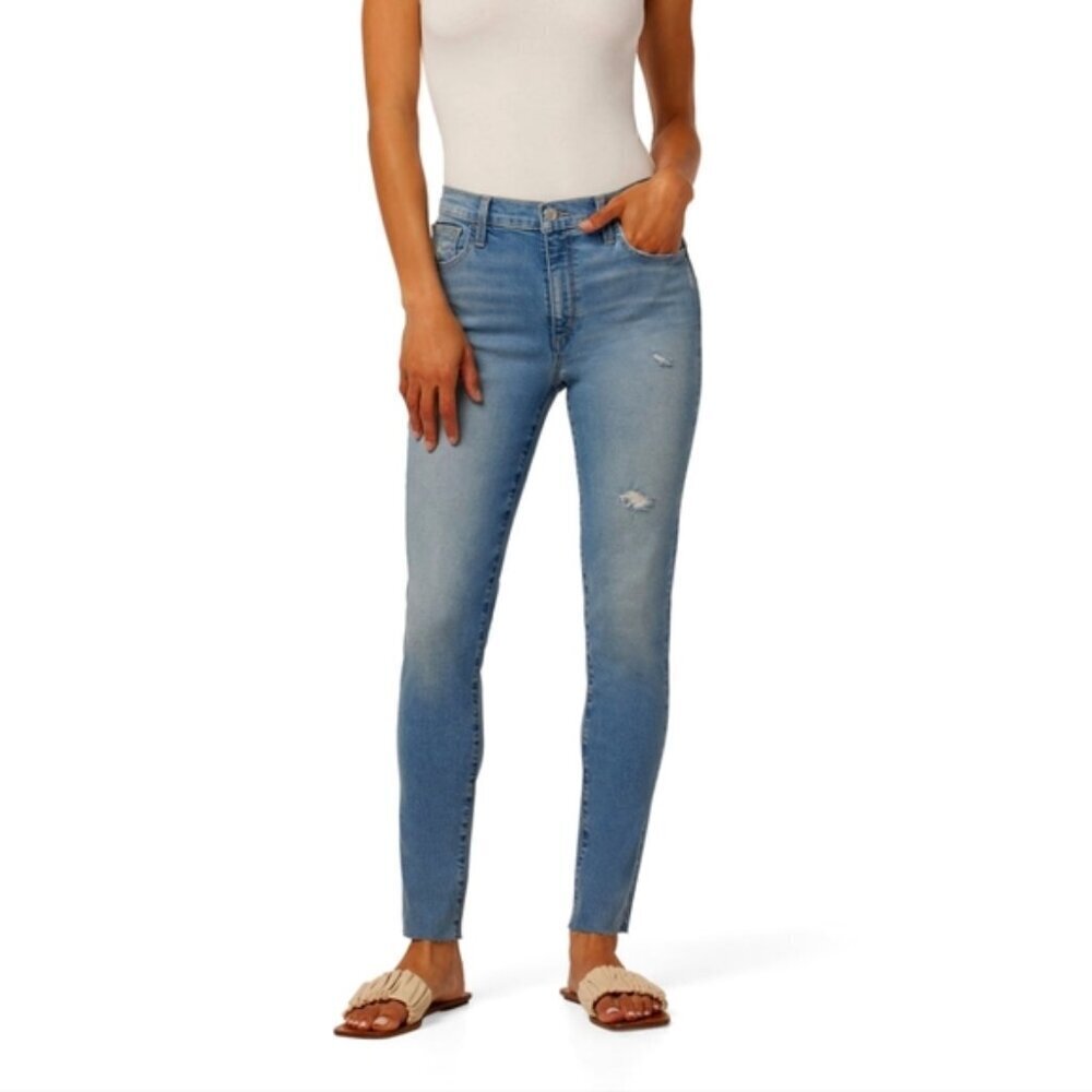 Joe's Jeans Charlie High Rise Skinny Ankle Stretchy Raw Frayed Hem Denim Casual